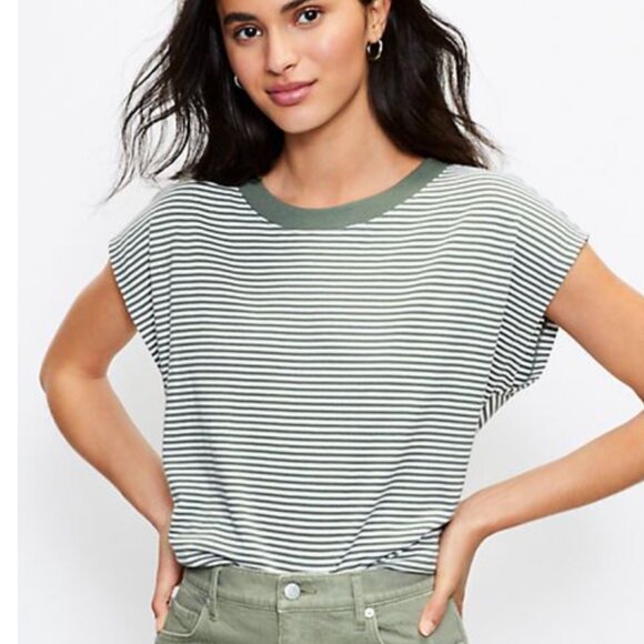Loft Fresh Thyme Striped Wedge Tee - Picture 1 of 11